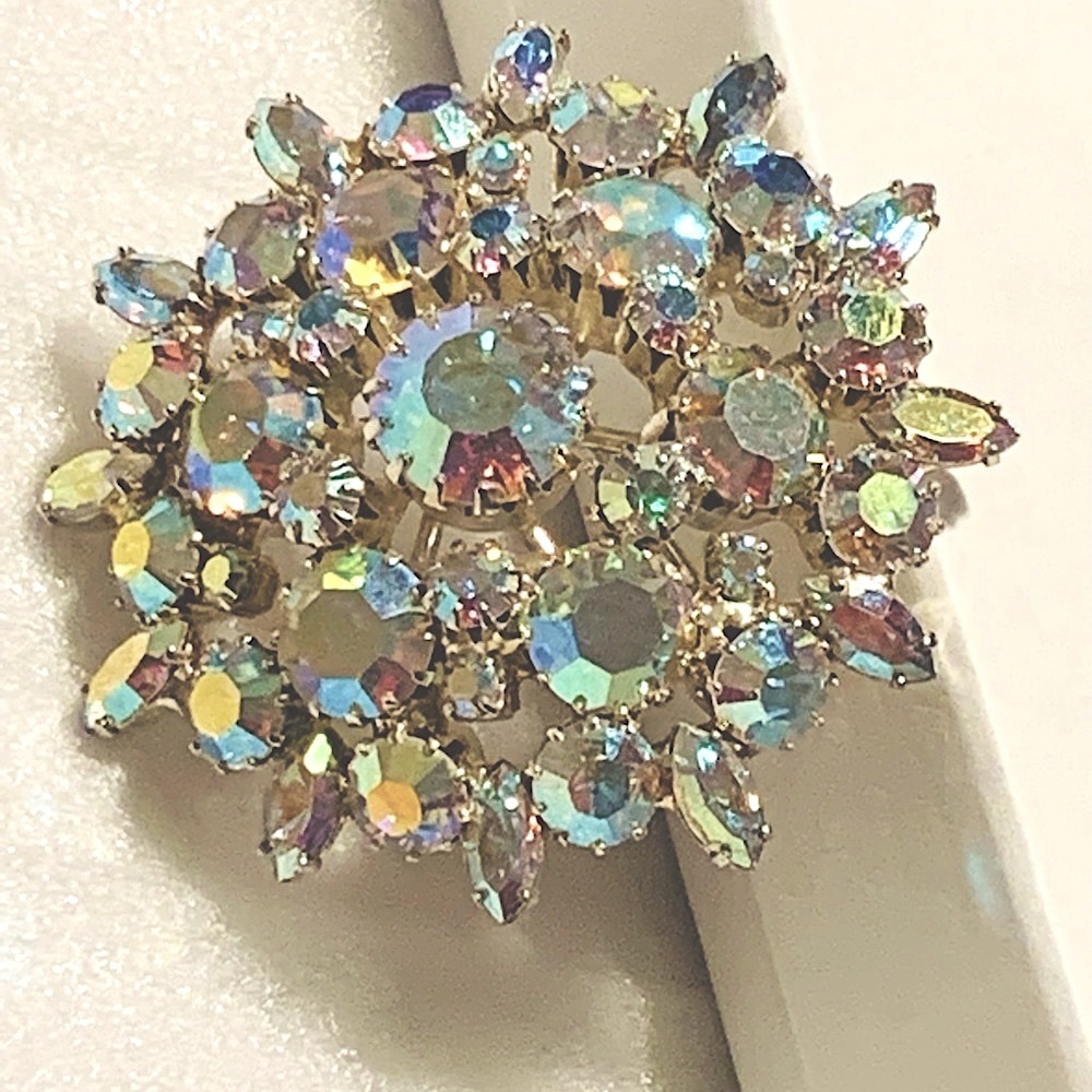 Vintage 50’s AB Rhinestone Brooch